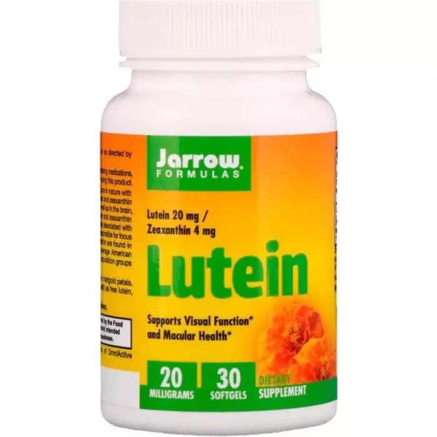 Лютеин 20 мг Lutein Jarrow Formulas 30 желатиновых капсул: цены и характеристики