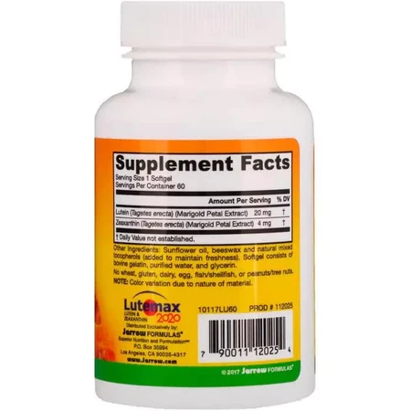 Лютеин 20 мг Lutein Jarrow Formulas 60 желатиновых капсул: цены и характеристики