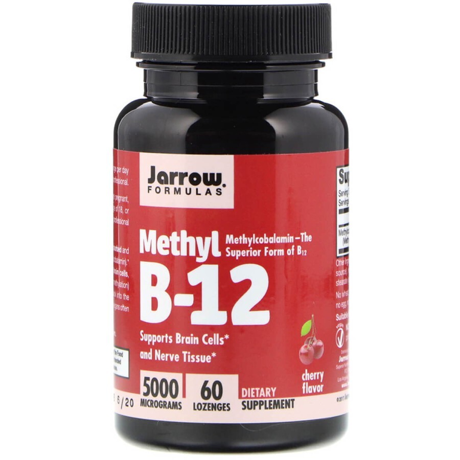 Метил B-12 со вкусом вишни 5000 мкг Methyl B-12 Jarrow Formulas 60 леденцов: цены и характеристики