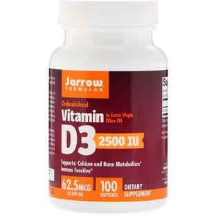Вітамін D3 (Холекальциферол) 2500 МО Jarrow Formulas 100 гелевих капсул