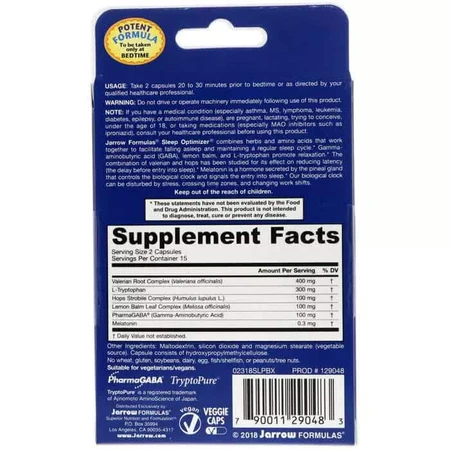 Комплекс для Хорошего Сна Sleep Optimizer Jarrow Formulas 30 капсул: цены и характеристики