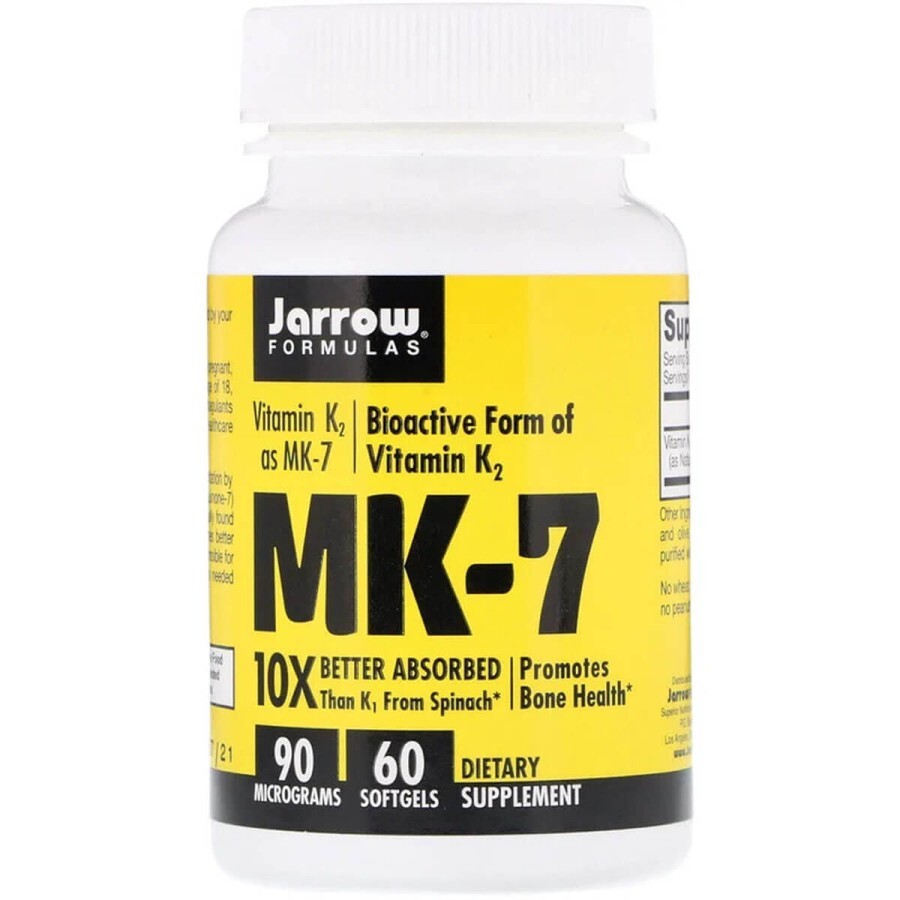 Вітамін К2 в Формі МК-7 Vitamin K2 as MK-7 Jarrow Formulas 90 мкг 60 капсул: ціни та характеристики