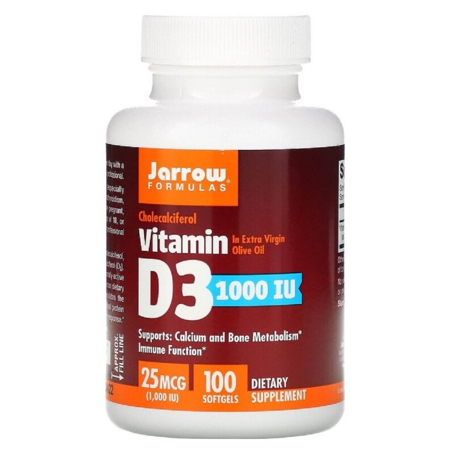 Витамин D3 (Холекальциферол) 1000 МЕ Jarrow Formulas 100 гелевых капсул: цены и характеристики