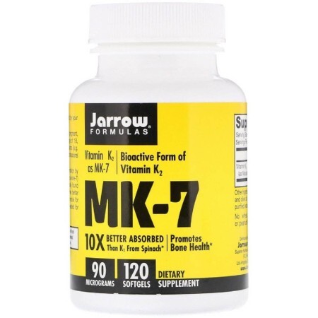 Вітамін K2 в формі MK-7 90 мкг MK-7 Vitamin K2 Jarrow Formulas 120 гелевих капсул