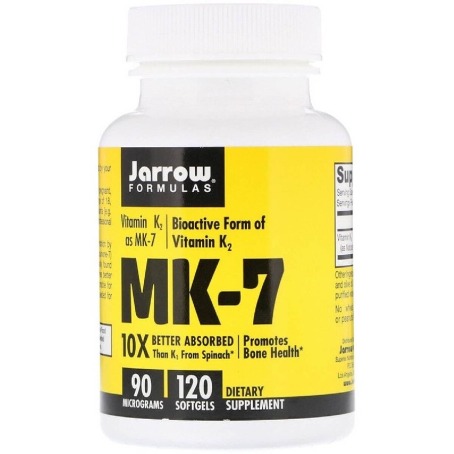 Вітамін K2 в формі MK-7 90 мкг MK-7 Vitamin K2 Jarrow Formulas 120 гелевих капсул: ціни та характеристики