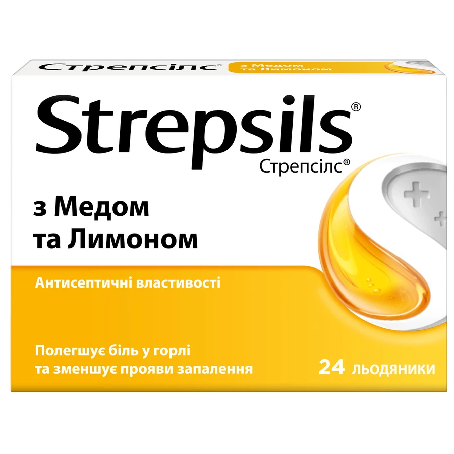 СТРЕПСИЛС® С МЕДОМ И ЛИМОНОМ, леденцы, 24 шт, облегчает боль в горле и оказывает смягчающее действие, успокаивающее горло: цены и характеристики