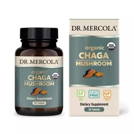 Органічний гриб Чага Organic Chaga Mushroom Dr. Mercola 30 таблеток
