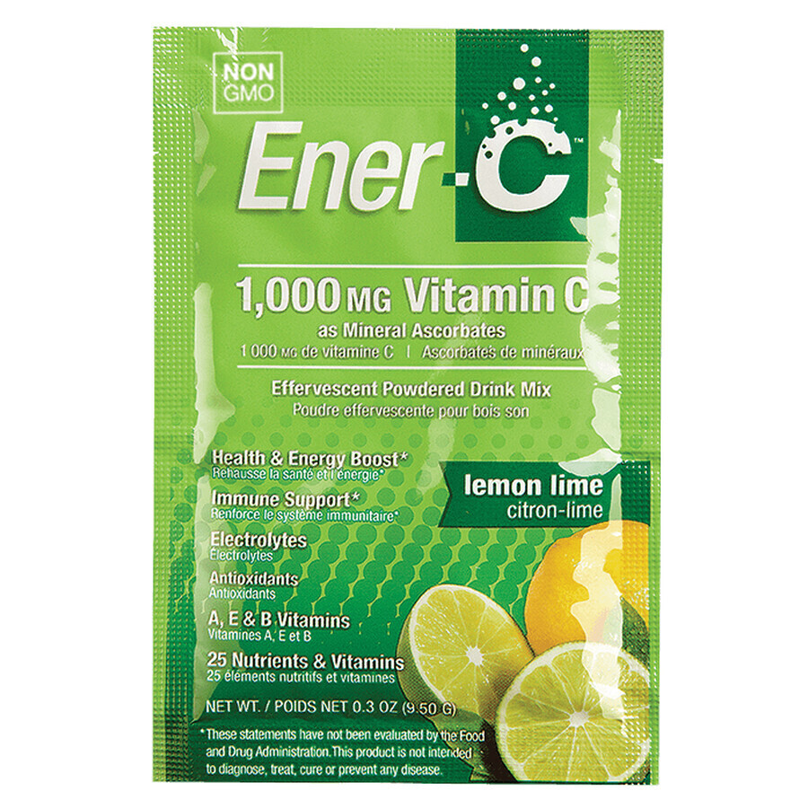 Витаминный напиток для повышения иммунитета Vitamin C Ener-C 30 пакетиков вкус лимона и лайма: цены и характеристики