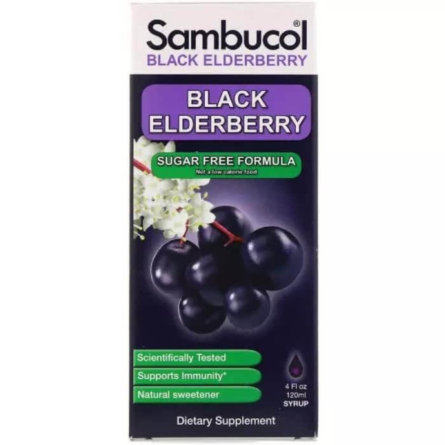 Сироп из черной бузины без сахара Sambucol 120 мл (4 жидких унций): цены и характеристики