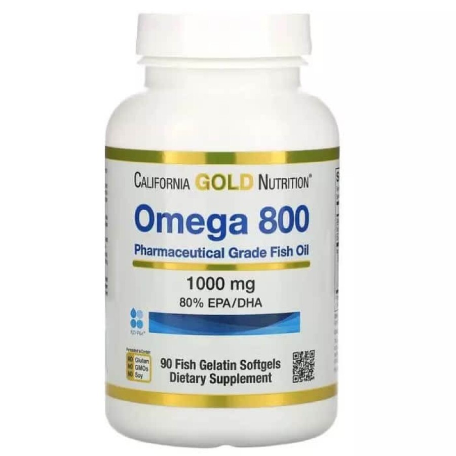 Омега 800 риб'ячий жир фармацевтичної якості 1000 мг California Gold Nutrition 90 желатинових капсул: ціни та характеристики
