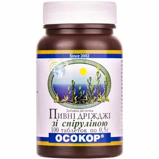 Пивные дрожжи Осокор со спирулиной таблетки, 0,5 г №100