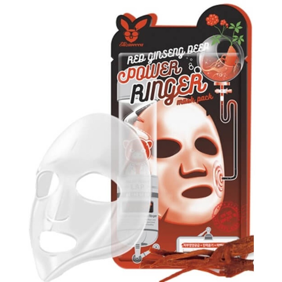 Тканевая маска для лица омолаживающая Elizavecca Face Care Red Ginseng Deep Power Ringer Mask Pack с женьшенем, 23 мл: цены и характеристики