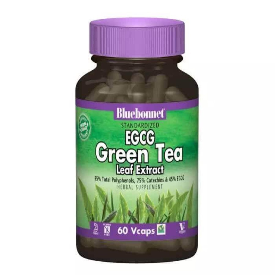 EGCG Экстракт листьев зеленого чая Bluebonnet Nutrition 60 гелевых капсул: цены и характеристики