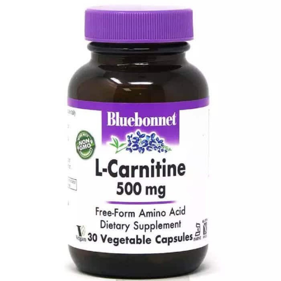 L-Карнитин 500 мг L-Carnitin Bluebonnet Nutrition 30 вегетарианских капсул: цены и характеристики