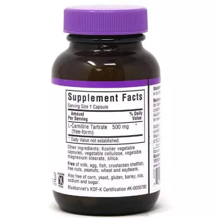 L-Карнітин 500 мг L-Carnitin Bluebonnet Nutrition 30 вегетаріанських капсул: ціни та характеристики