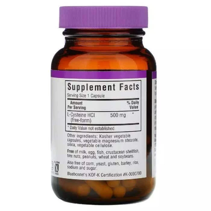 L-Цистеин 500 мг L-Cystein Bluebonnet Nutrition 60 вегетарианских капсул: цены и характеристики