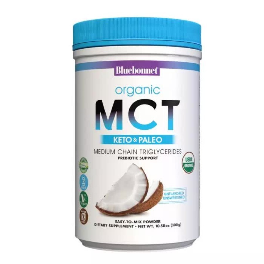 MCT Органічний порошок з кокосового горіха Bluebonnet Nutrition 300 гр: ціни та характеристики
