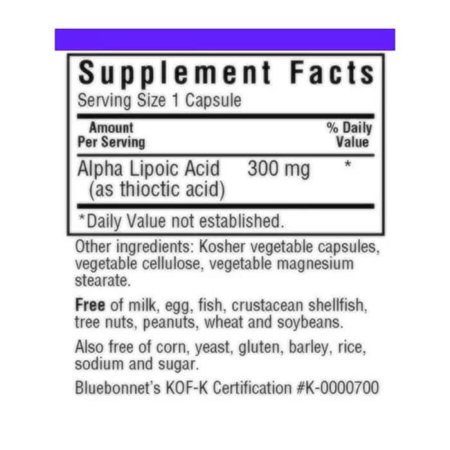 Альфа-Липоевая Кислота 300 мг Bluebonnet Nutrition 30 растительных капсул: цены и характеристики