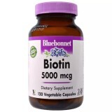 Биотин (B7) 5000 мкг Biotin Bluebonnet Nutrition 120 вегетарианских капсул