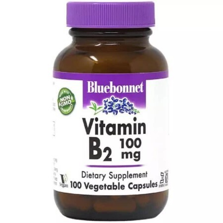 Вітамін B2 100 мг Vitamin B2 Bluebonnet Nutrition 100 вегетаріанських капсул
