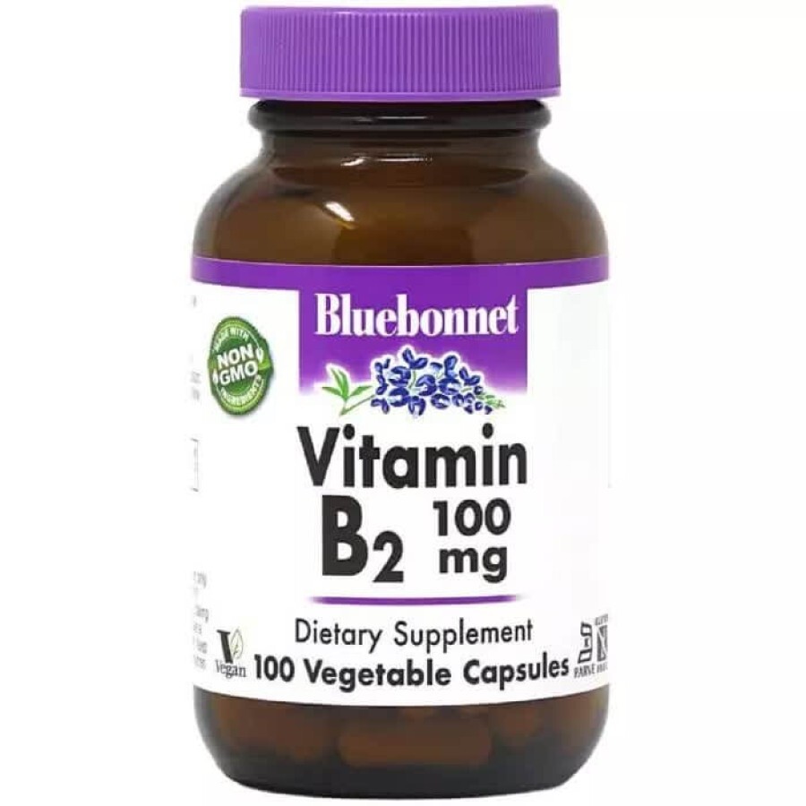 Вітамін B2 100 мг Vitamin B2 Bluebonnet Nutrition 100 вегетаріанських капсул: ціни та характеристики
