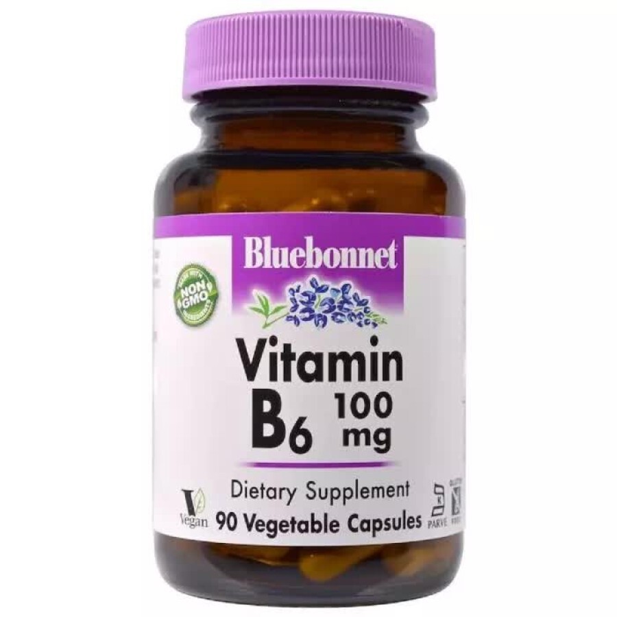 Витамин B6 100 мг Vitamin B6 Bluebonnet Nutrition 90 вегетарианских капсул: цены и характеристики