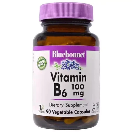 Вітамін B6 100 мг Vitamin B6 Bluebonnet Nutrition 90 вегетаріанських капсул: ціни та характеристики