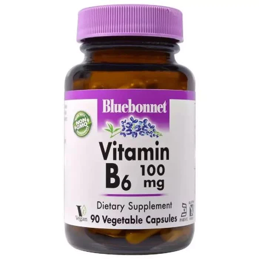 Вітамін B6 100 мг Vitamin B6 Bluebonnet Nutrition 90 вегетаріанських капсул: ціни та характеристики