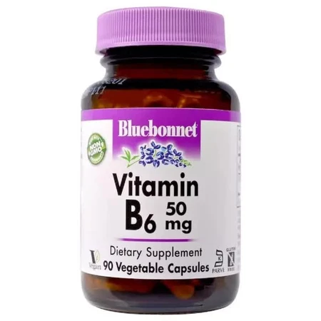Вітамін B6 50 мг Vitamin B6 Bluebonnet Nutrition 90 вегетаріанських капсул: ціни та характеристики