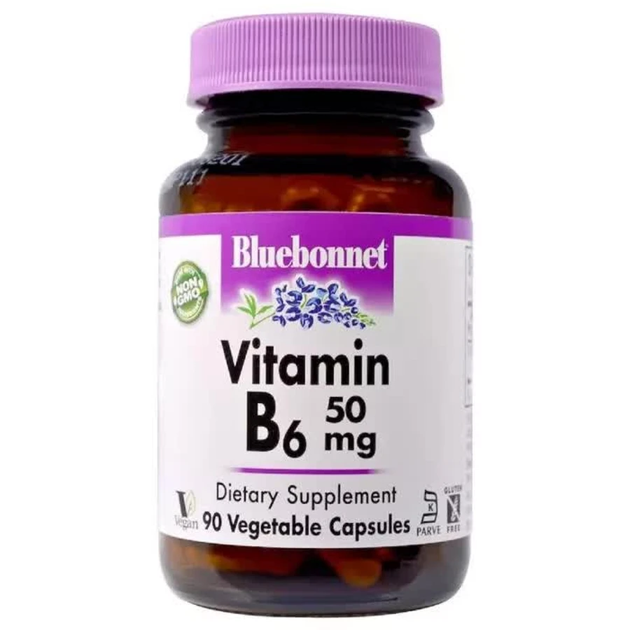 Вітамін B6 50 мг Vitamin B6 Bluebonnet Nutrition 90 вегетаріанських капсул: ціни та характеристики