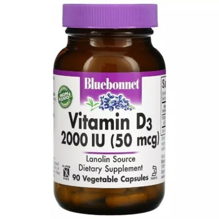 Вітамін D3 2000 МО Vitamin D3 Bluebonnet Nutrition 90 вегетаріанських капсул