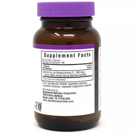 Витамин K2 100 мкг Vitamin K2 Bluebonnet Nutrition 100 вегетарианских капсул: цены и характеристики