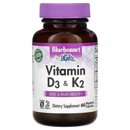 Витамины D3 и K2 Vitamins D3 & K2 Bluebonnet Nutrition 60 вегетарианских капсул: цены и характеристики
