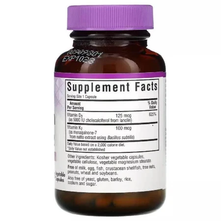 Витамины D3 и K2 Vitamins D3 & K2 Bluebonnet Nutrition 60 вегетарианских капсул: цены и характеристики