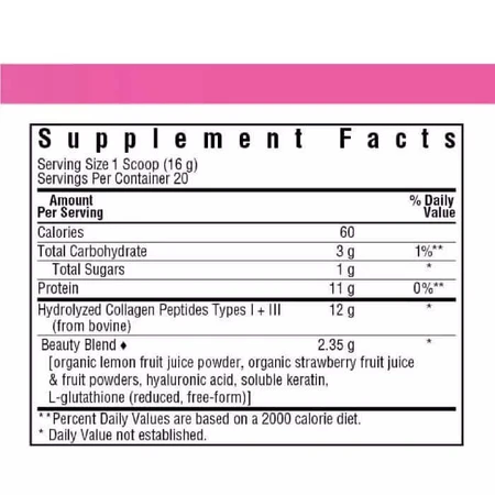 Коллаген 1 и 3 типа вкус клубники и лимона Collagen Refreshers BEAUTY Type I & III Bluebonnet Nutrition порошок 320 г: цены и характеристики