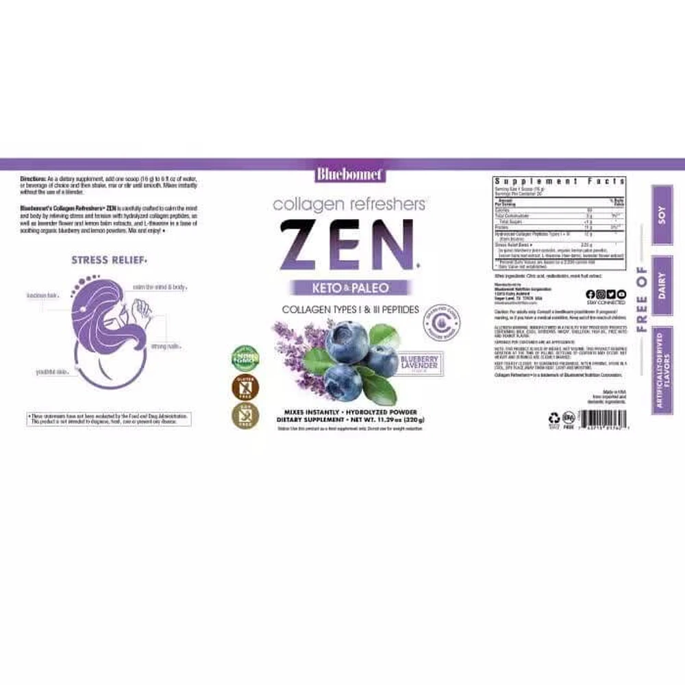 Коллаген спокойствие и гармония вкус черники и лаванды Collagen Refreshers ZEN Type I & III Bluebonnet Nutrition порошок 320 г: цены и характеристики