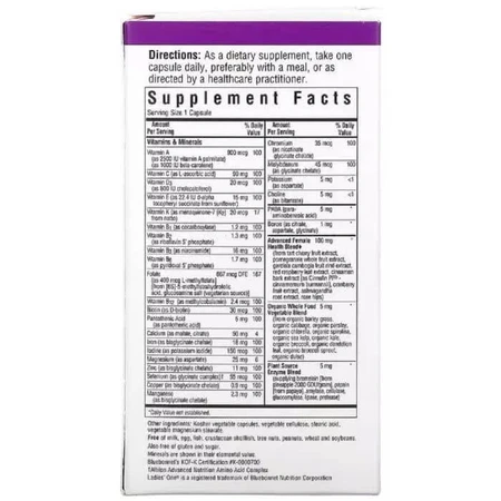 Комплекс вітамінів для жінок Ladies 'ONE Whole Food-Based Multiple Bluebonnet Nutrition 60 вегетаріанських капсул: ціни та характеристики