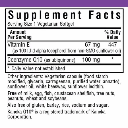 Коензим Q10 100 мг Bluebonnet Nutrition 60 желатинових капсул: ціни та характеристики