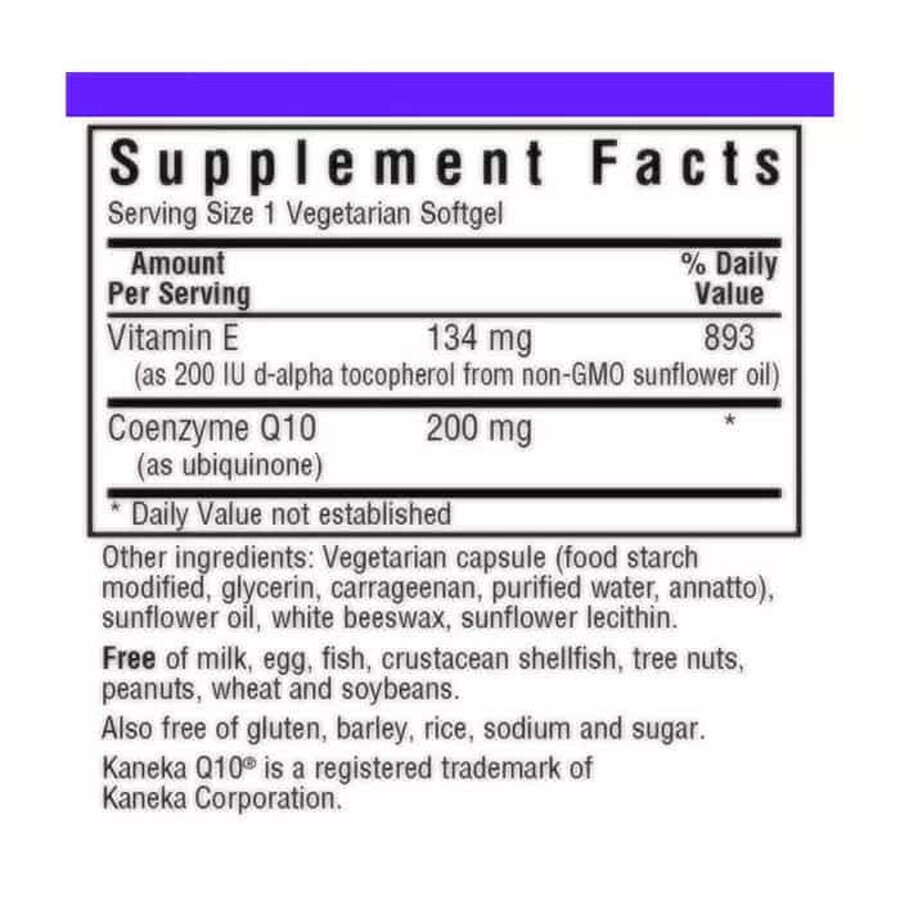 Коэнзим Q10 200 мг Bluebonnet Nutrition 30 вегетарианских капсул: цены и характеристики