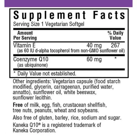 Коэнзим Q10 60 мг Bluebonnet Nutrition 30 желатиновых капсул: цены и характеристики