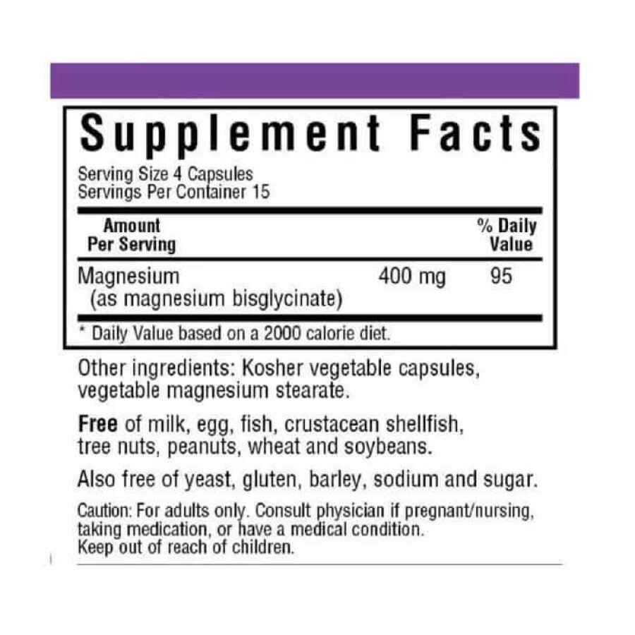 Магний глицинат 400 мг Magnesium Glycinate Bluebonnet Nutrition 60 вегетарианских капсул: цены и характеристики