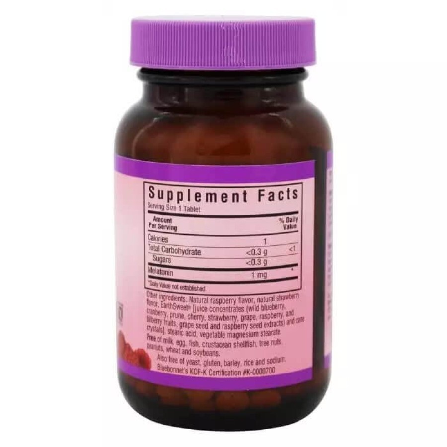 Мелатонин 1 мг вкус малины Earth Sweet Chewables Bluebonnet Nutrition 60 жевательных таблеток: цены и характеристики