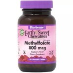 Метилфолат (B9) 800 мкг Вкус Малины Earth Sweet Chewables Bluebonnet Nutrition 90 жевательных таблеток: цены и характеристики