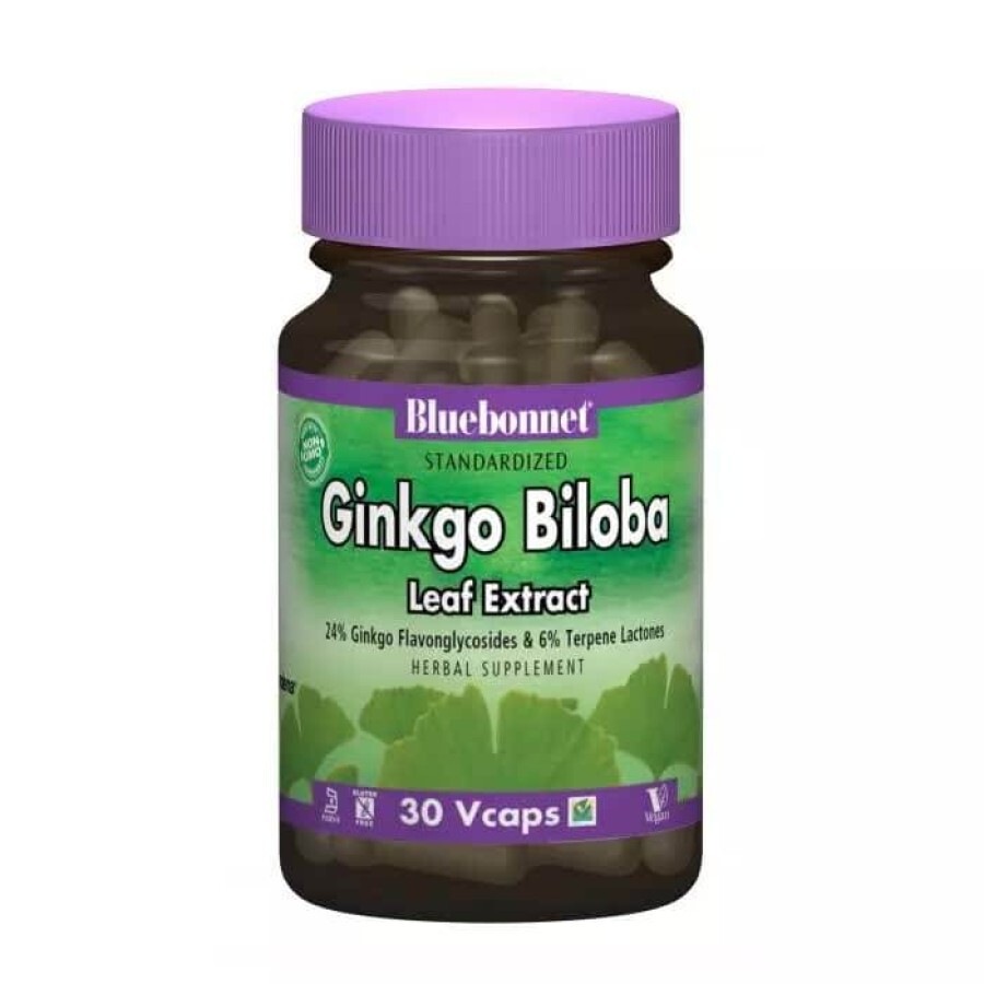 Екстракт листя гінкго білоби Ginkgo Biloba Leaf Extract Bluebonnet Nutrition 30 гелевих капсул: ціни та характеристики