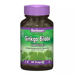 Экстракт листьев гинкго билобы Ginkgo Biloba Leaf Extract Bluebonnet Nutrition 60 гелевых капсул