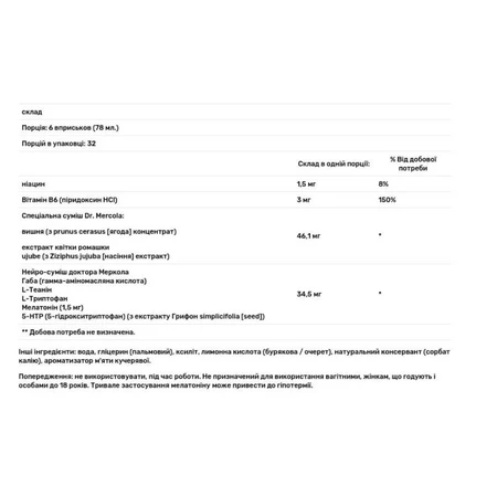 Підтримка сну з мелатоніном, Sleep Support, Dr. Mercola, Малина, 29 мл.: ціни та характеристики