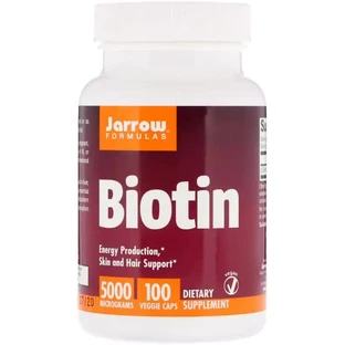 Біотин (В7) Jarrow Formulas 5000 мкг, 100 рослинних капсул