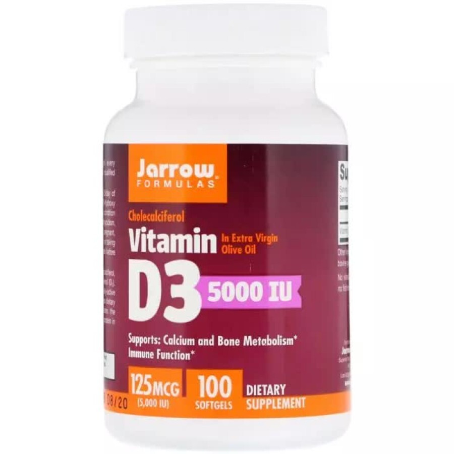 Витамин D3 Холекальциферол 5000 МЕ Jarrow Formulas, 100 гелевых капсул: цены и характеристики