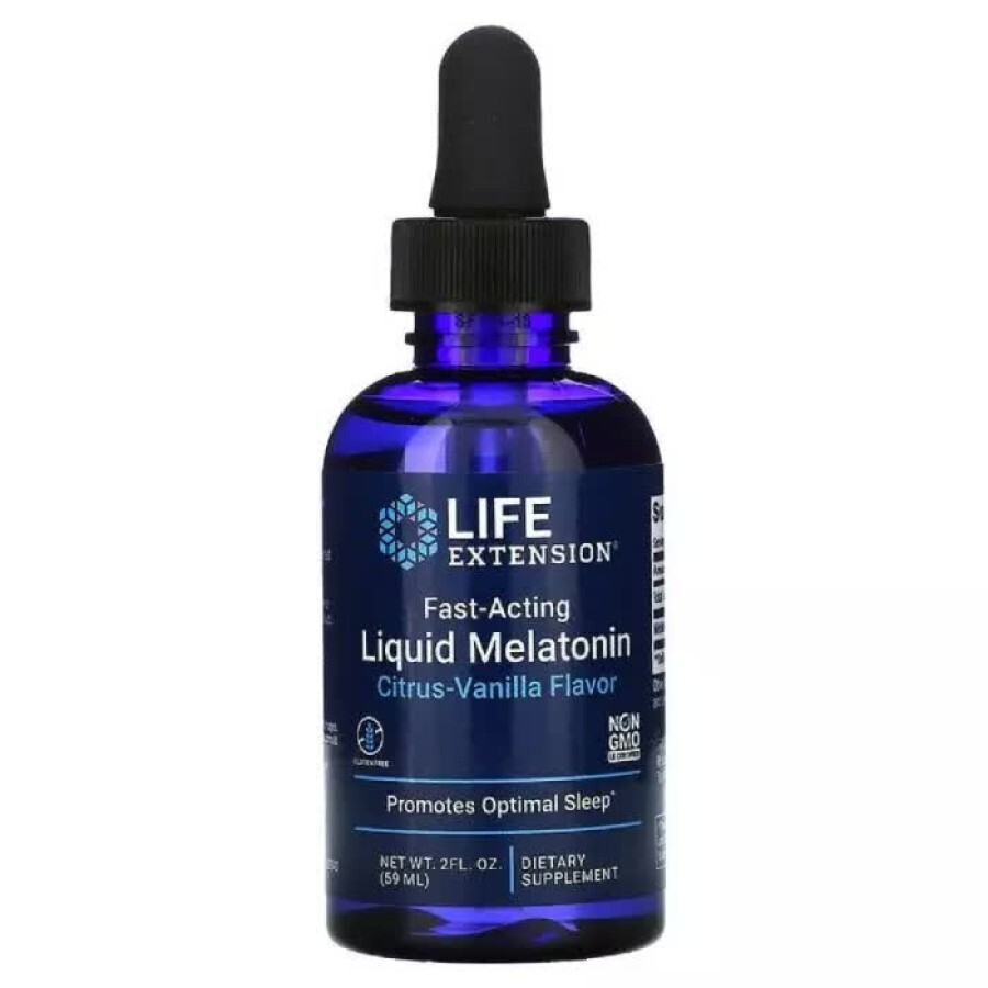 Мелатонин жидкий Life Extension Fast-Acting быстродействующий с цитрусово-ванильным вкусом, 2 жидких унции 59 мл: цены и характеристики