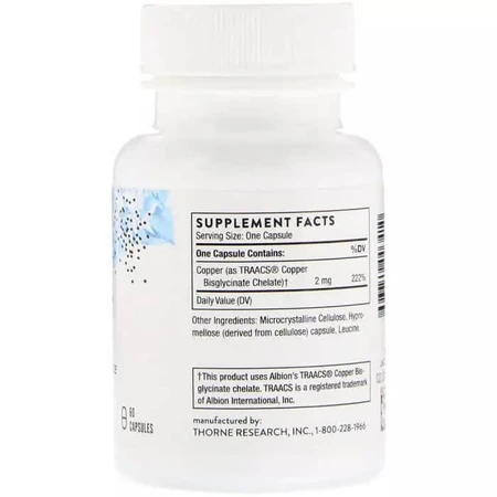 Мідь Thorne Research Copper Bisglycinate 60 капсул: ціни та характеристики